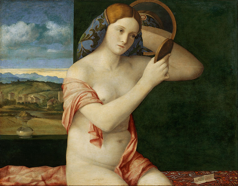 Lady at Her Toilet (1515( by Giovanni Bellini. This female nude represents the opening salvo in a period of Venetian domination of the form. Her ample form and roundness were to become typical of Venetian art.