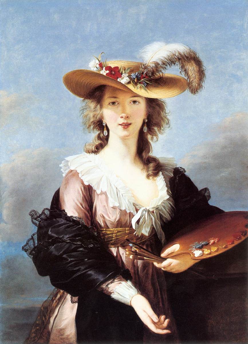 Self-Portrait in a Straw Hat by Elisabeth-Louise Vigee-Lebrun (after 1782)
